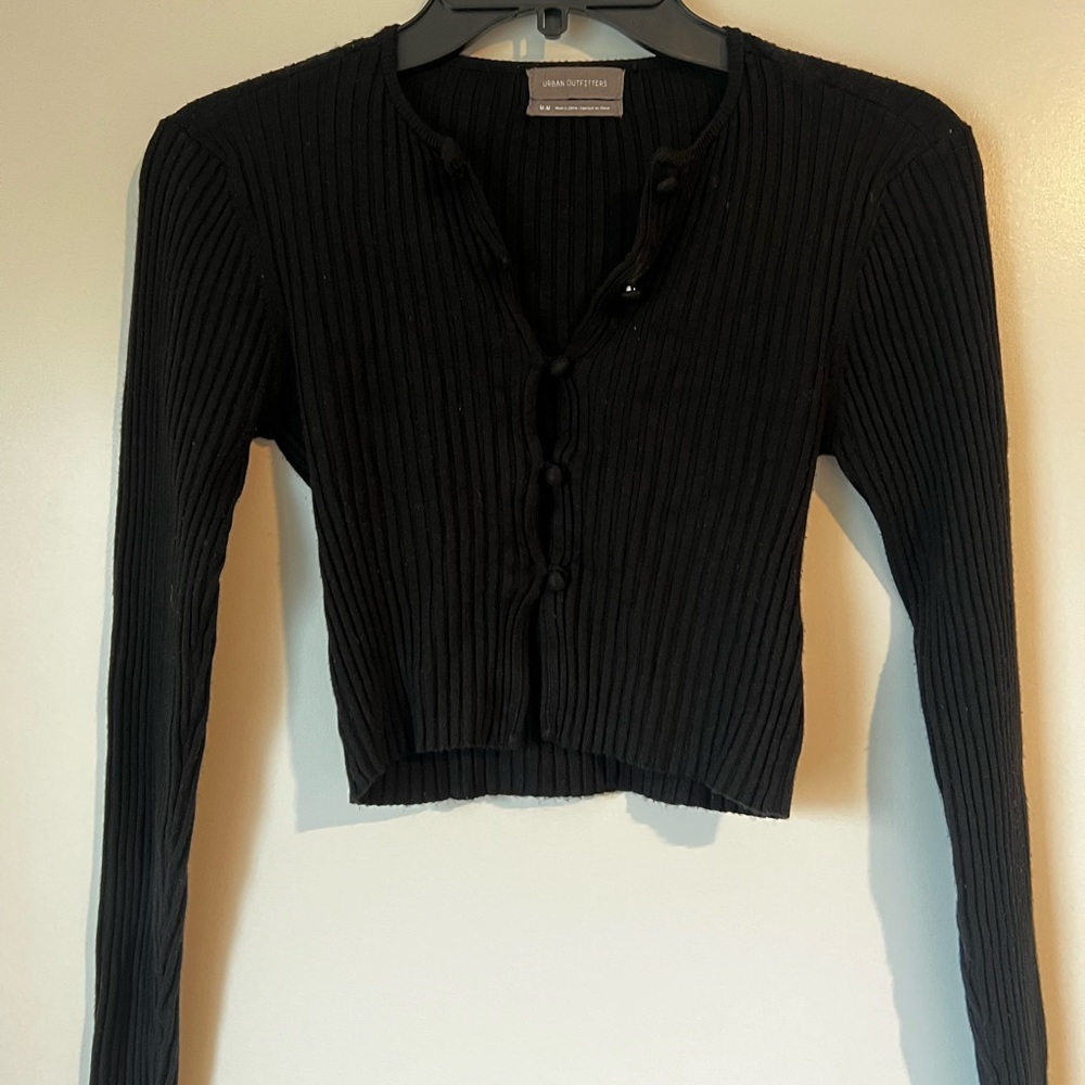 Urban Outfitters Y2K Black Ribbed Cardigan